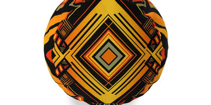 Abstract Eclectic Orange and Black Bolster Cushion by Contrado