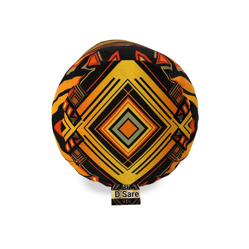 Abstract Eclectic Orange and Black Bolster Cushion