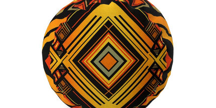 Abstract Eclectic Orange and Black Bolster Cushion by Contrado