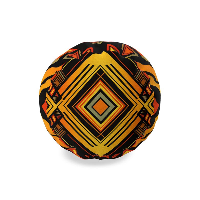 Abstract Eclectic Orange and Black Bolster Cushion