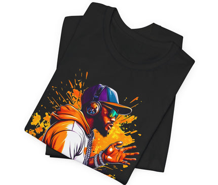 Urban Rapper Portrait Tee — Colorful Hip Hop Artist Graphic T-Shirt