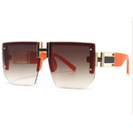 New Fashion Oversized Gradient Sunglasses H Letter Designer Shades For Women Orange Square Sun Glasses Female Frameless