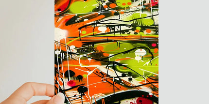 Neon Splatter Symphony: Urban Graffiti Art Classic Postcard by Prodigi