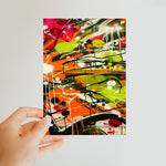 Neon Splatter Symphony: Urban Graffiti Art Classic Postcard - D'Sare