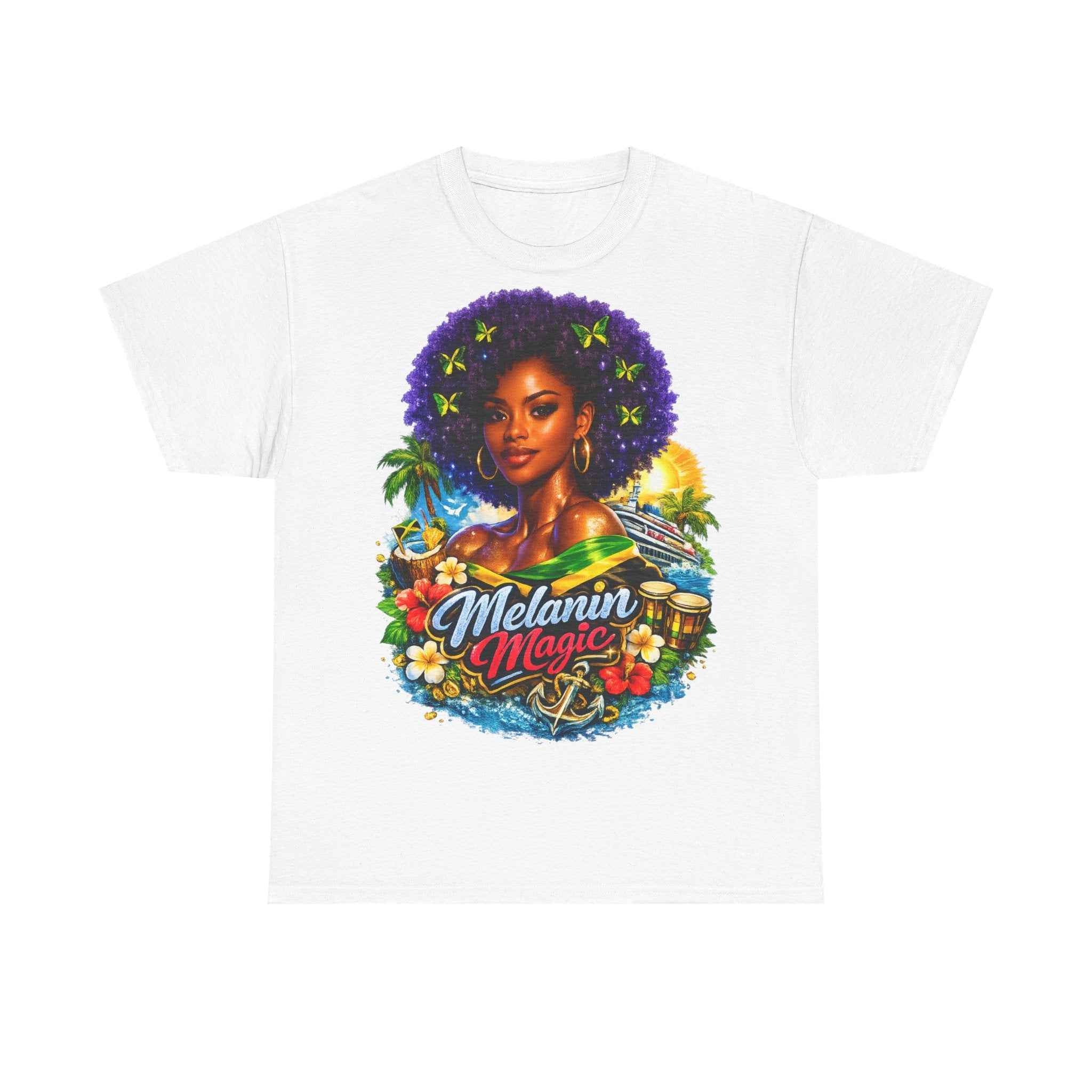 Melanin Magic Jamaica Portrait T-Shirt — Afrocentric Floral Tee