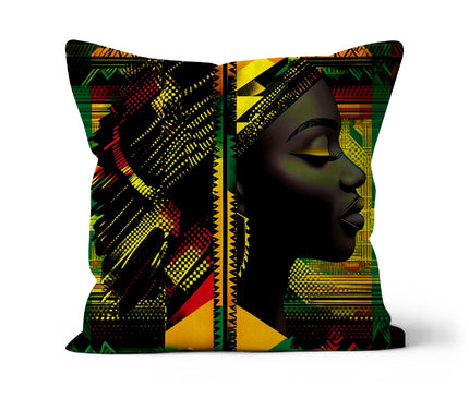 Abstract Red and Green Black Queen Fusion Cushion