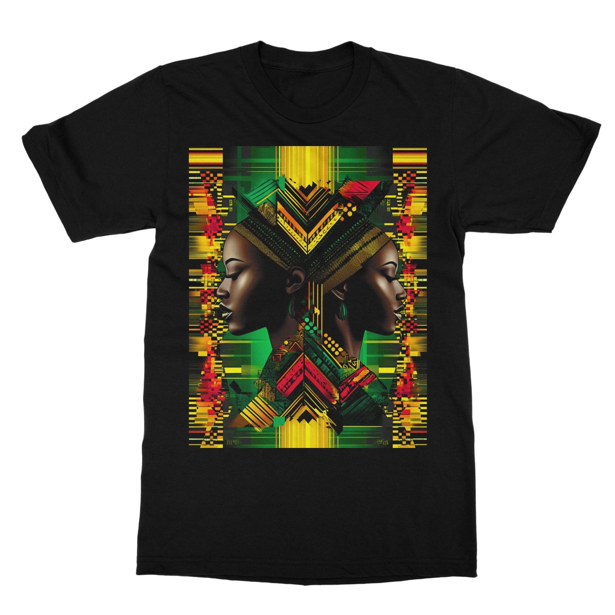 African Print Red Green Yellow Twin Energy  Softstyle T-Shirt - D'Sare