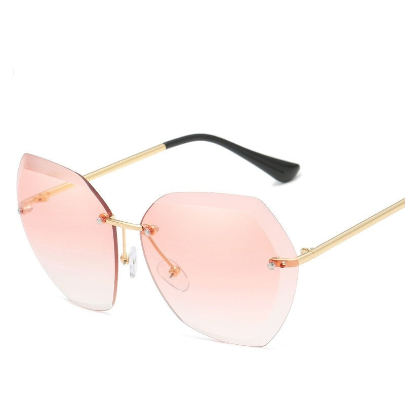 Vintage Fashion Oversized Rimless Sunglasses - Square Sunglasses for Women