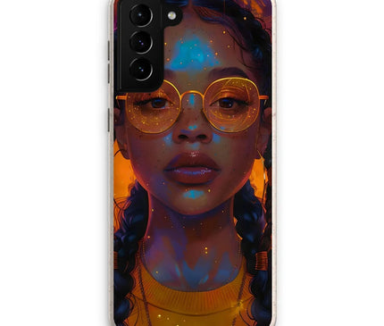 Solar Flare Radiant Soul  Beautiful Black Girl  Eco Phone Case - D'Sare
