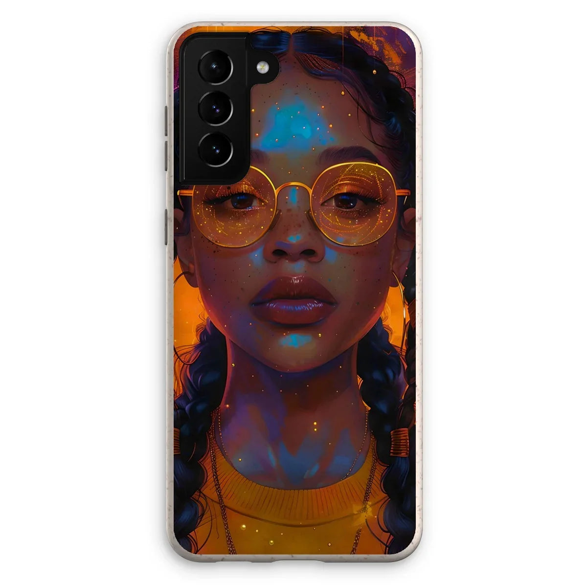 Solar Flare Radiant Soul  Beautiful Black Girl  Eco Phone Case - D'Sare