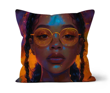 Solar Flare Radiant Soul  Beautiful Black Girl  Cushion - D'Sare