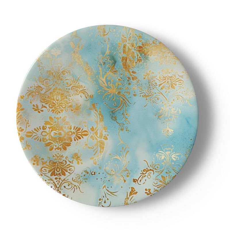 China Plates- Light Blue and Gold by Contrado