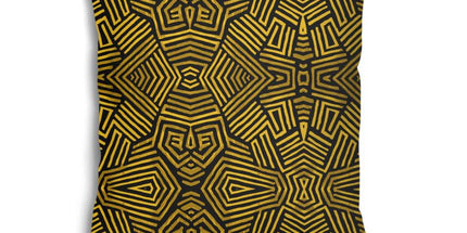 Obsidian Gold and Black Geometric Luxe Pillows Set by Contrado