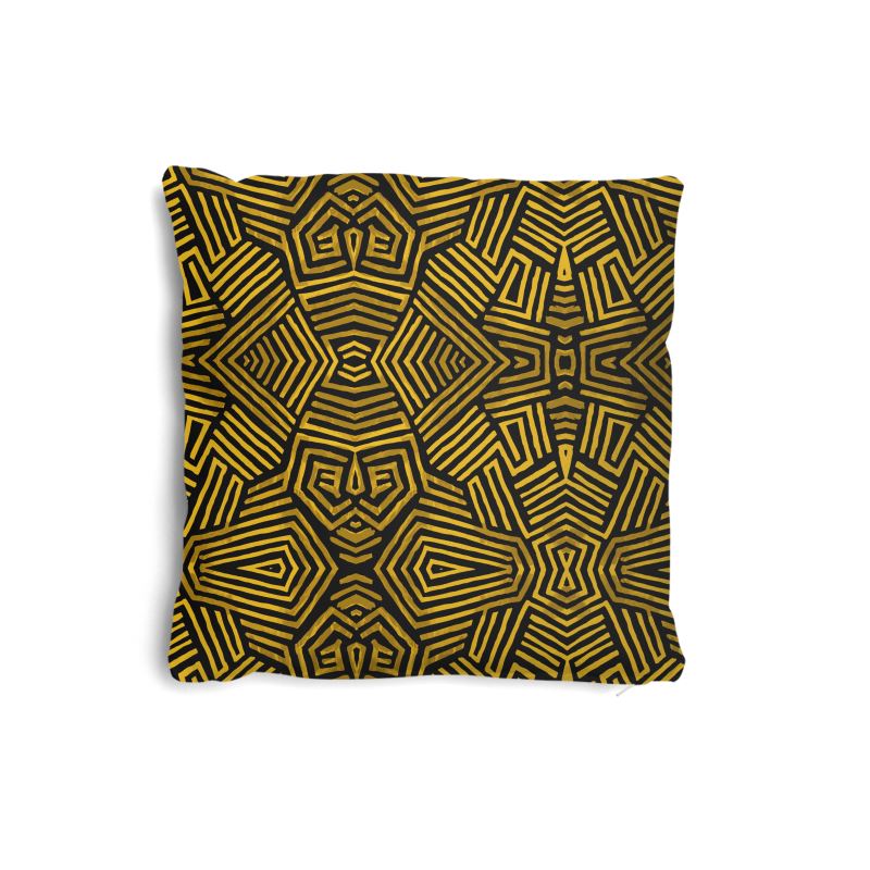 Obsidian Gold and Black Geometric Luxe Pillows Set by Contrado