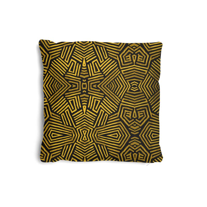 Obsidian Gold and Black Geometric Luxe Pillows Set