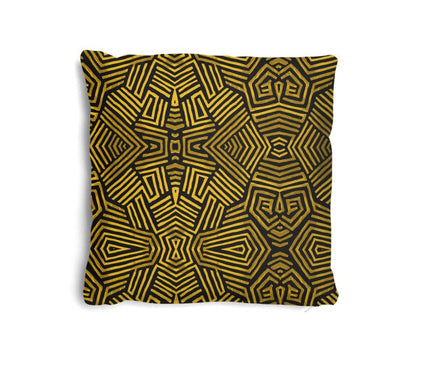 Obsidian Gold and Black Geometric Luxe Pillows Set