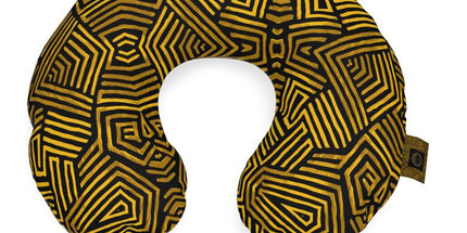 Obsidian Gold and Black Geometric Luxe Neck Pillow by Contrado