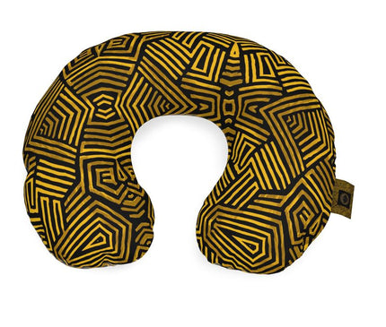 Obsidian Gold and Black Geometric Luxe Neck Pillow