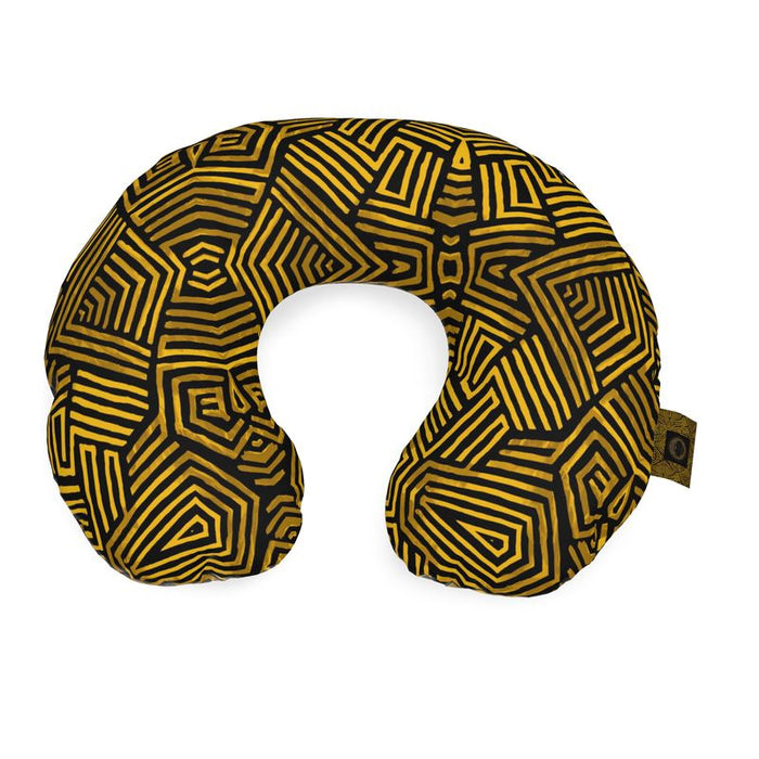 Obsidian Gold and Black Geometric Luxe Neck Pillow