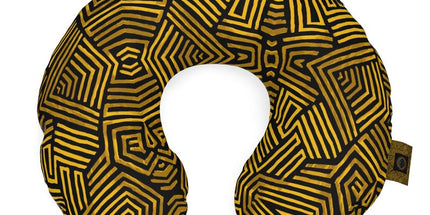 Obsidian Gold and Black Geometric Luxe Neck Pillow by Contrado