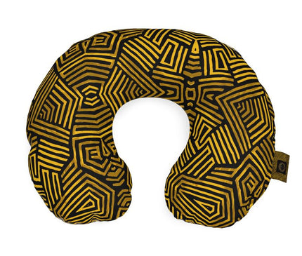 Obsidian Gold and Black Geometric Luxe Neck Pillow