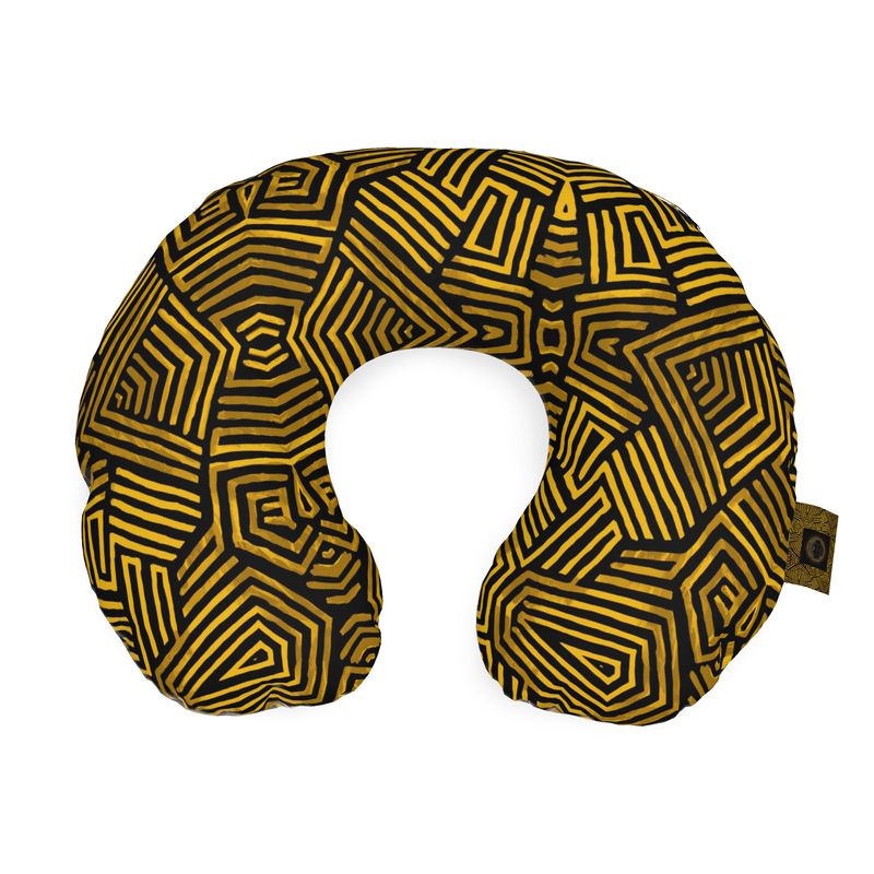 Obsidian Gold and Black Geometric Luxe Neck Pillow