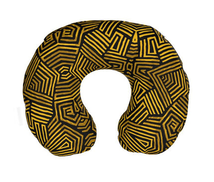 Obsidian Gold and Black Geometric Luxe Neck Pillow