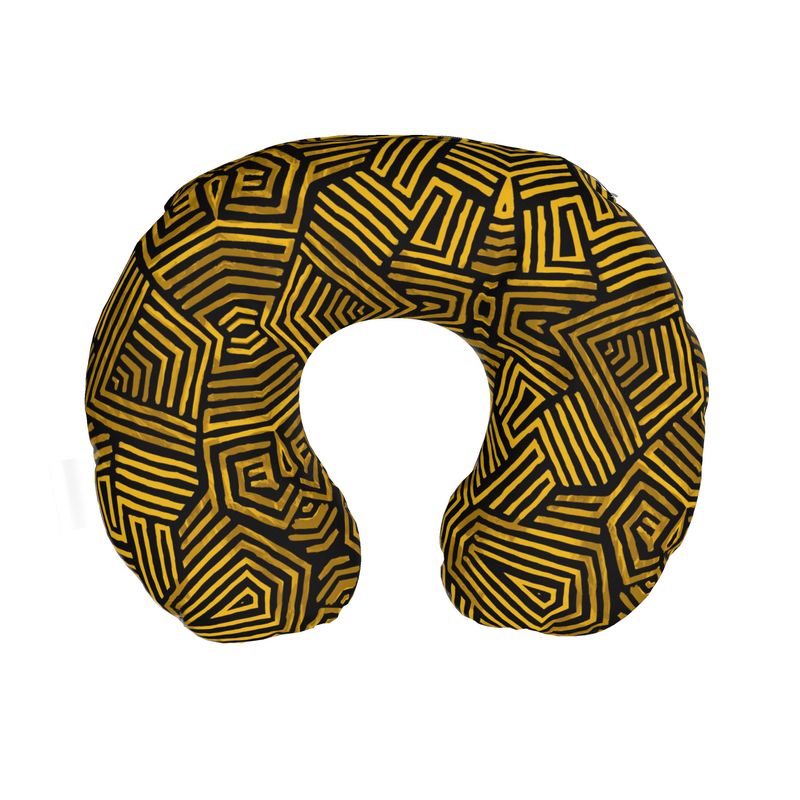 Obsidian Gold and Black Geometric Luxe Neck Pillow