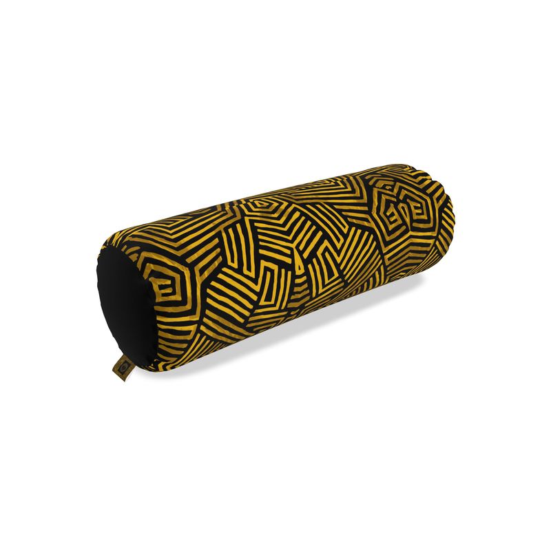 Obsidian Gold and Black Geometric Luxe Big Bolster Cushion