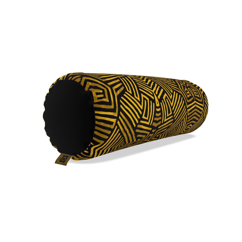 Obsidian Gold and Black Geometric Luxe Big Bolster Cushion