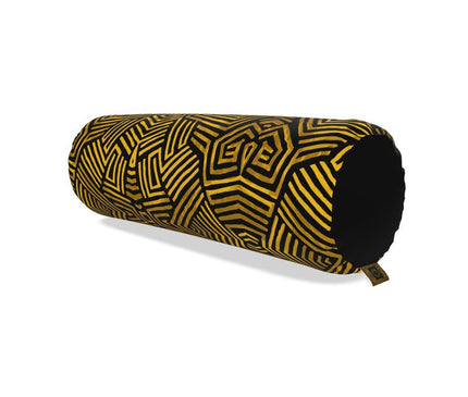 Obsidian Gold and Black Geometric Luxe Big Bolster Cushion