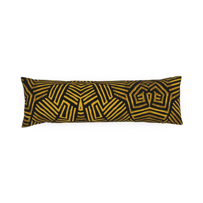 Obsidian Gold and Black Geometric Luxe Bolster Cushion