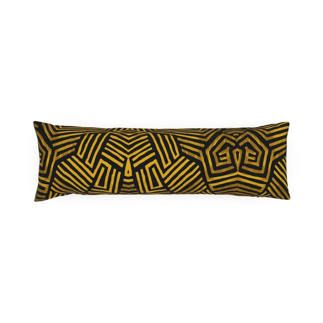Obsidian Gold and Black Geometric Luxe Bolster Cushion