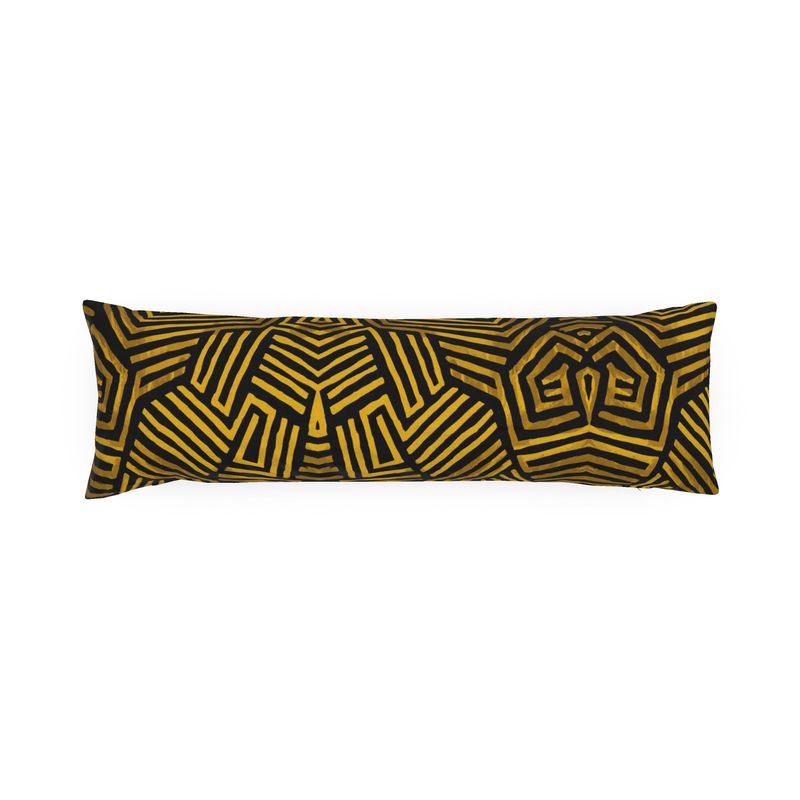 Obsidian Gold and Black Geometric Luxe Bolster Cushion