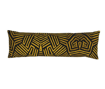 Obsidian Gold and Black Geometric Luxe Bolster Cushion