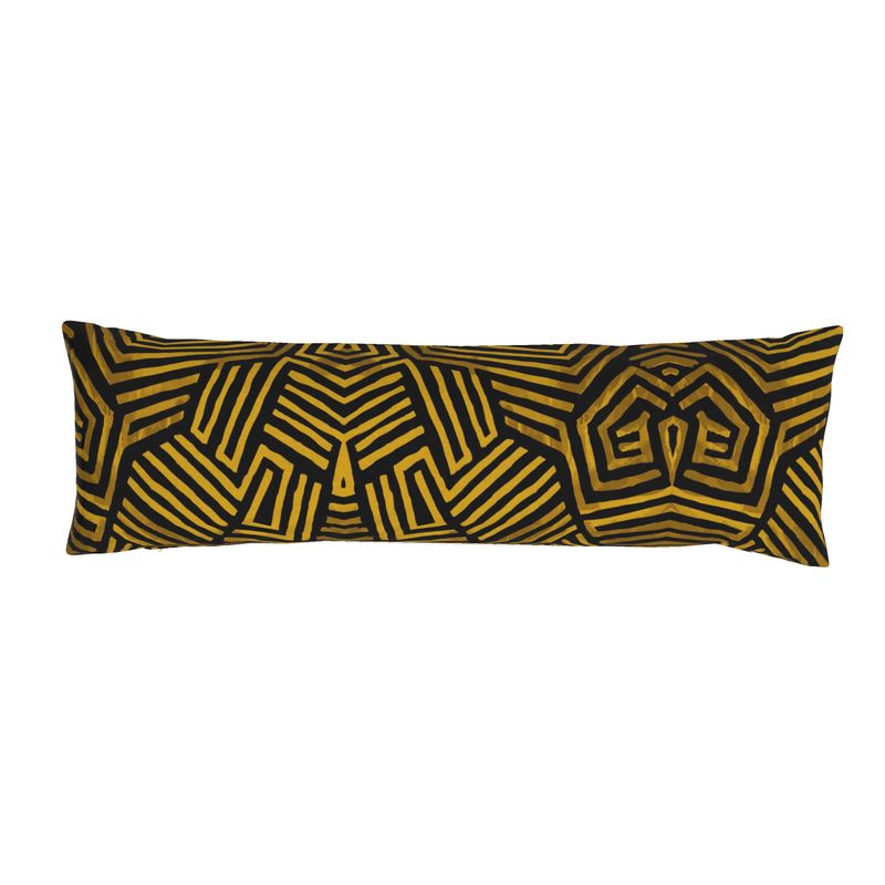 Obsidian Gold and Black Geometric Luxe Bolster Cushion