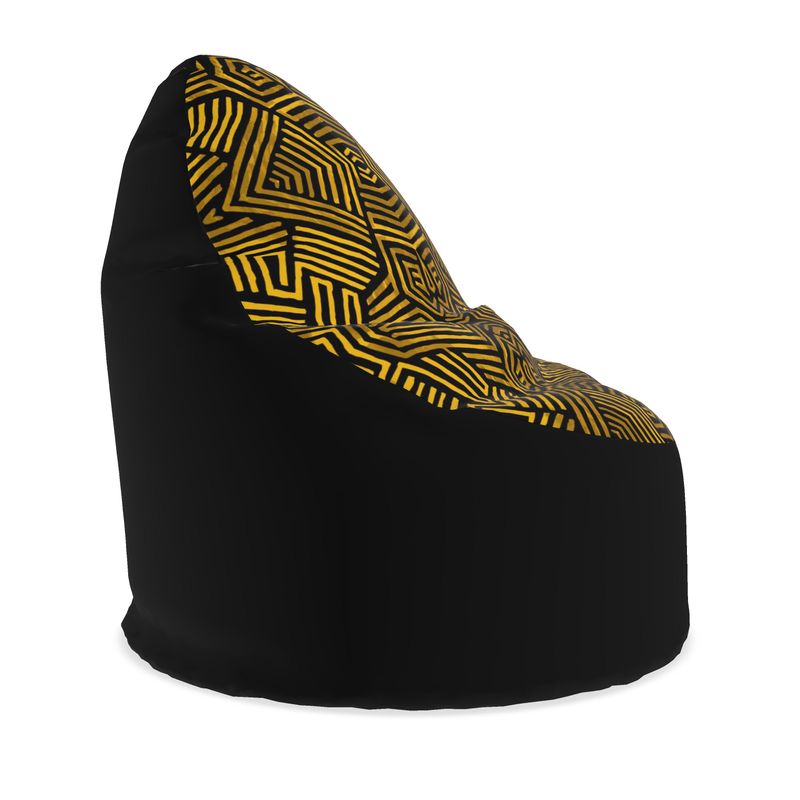 Obsidian Gold and Black Geometric Luxe Bean Bags Cover Only