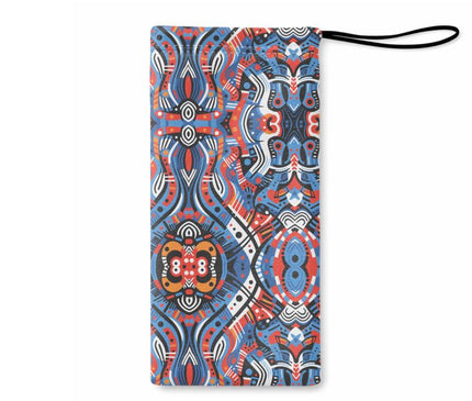 African Print Red and Blue Microfibre Pouche
