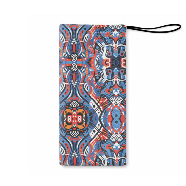 African Print Red and Blue Microfibre Pouche