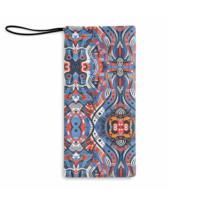 African Print Red and Blue Microfibre Pouche