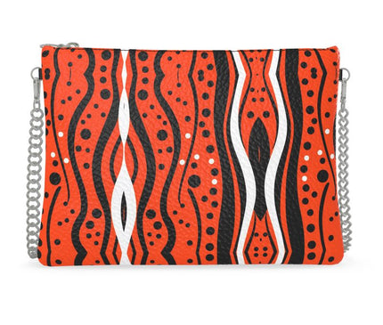 Orange and Black Abstract Crossbody Bag