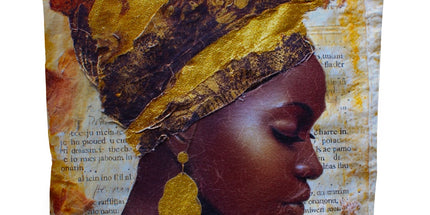 Elegant African Woman Portrait with Gold Headwrap Canvas Tote Bag by Prodigi