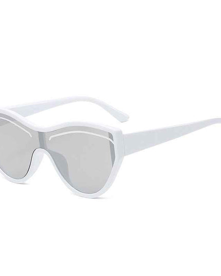 New Personality Cat Eye Sunglasses Female Trend Street Shot One-Piece Sunglasses Candy Color Eyebrow Glasses by eprolo