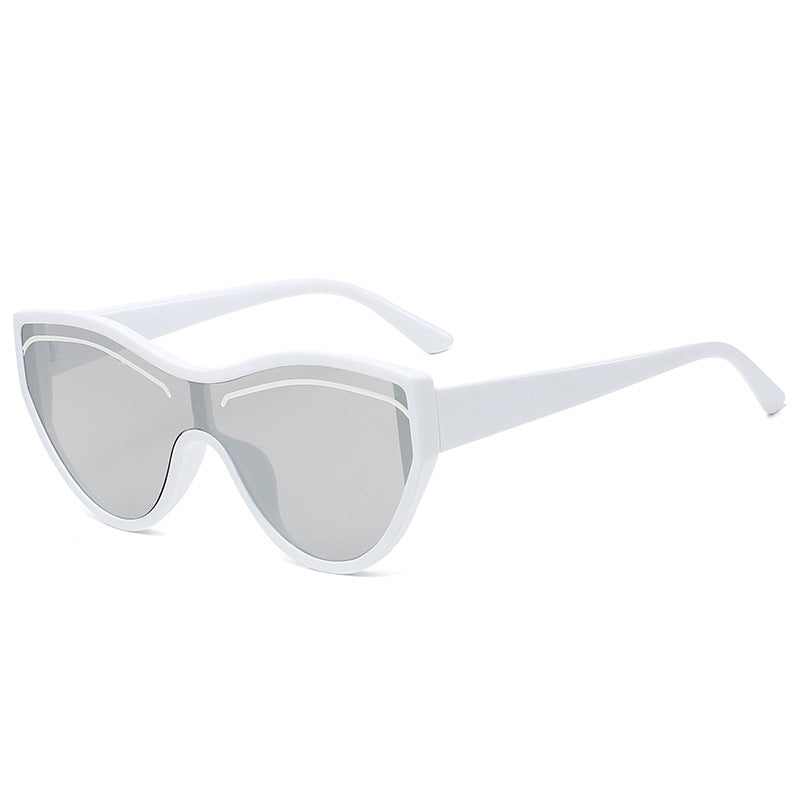 New Personality Cat Eye Sunglasses Female Trend Street Shot One-Piece Sunglasses Candy Color Eyebrow Glasses