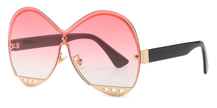 Gradual Color Runway Sunglasses Female Fashion Hollowed Out Five-Star Metal Trend Sunglasses