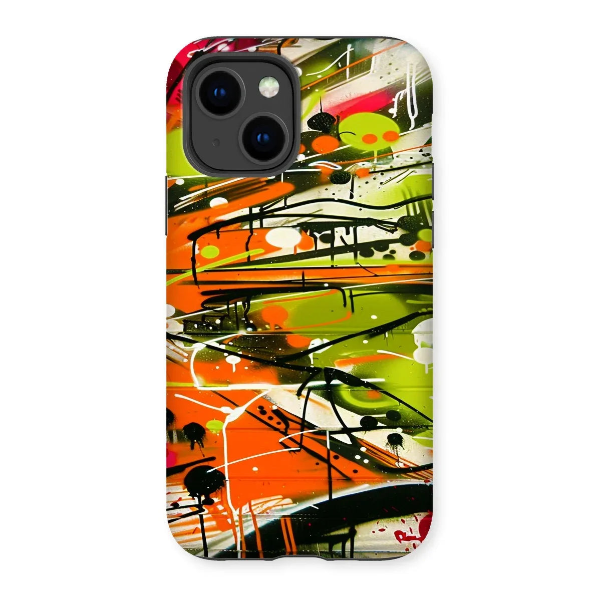 Neon Splatter Symphony: Urban Graffiti Art Tough Phone Case by Prodigi