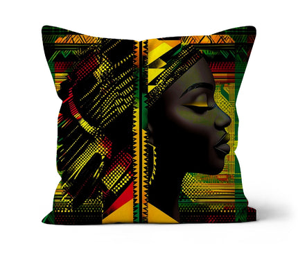 Abstract Red and Green Black Queen Fusion Cushion