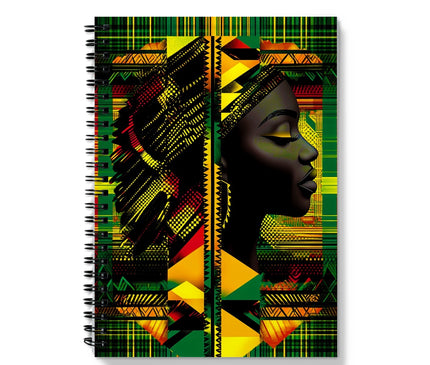 Abstract Red and Green Black Queen Fusion Notebook