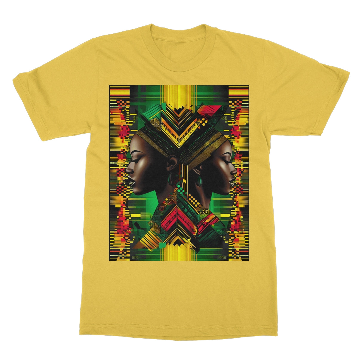 African Print Red Green Yellow Twin Energy  Softstyle T-Shirt - D'Sare