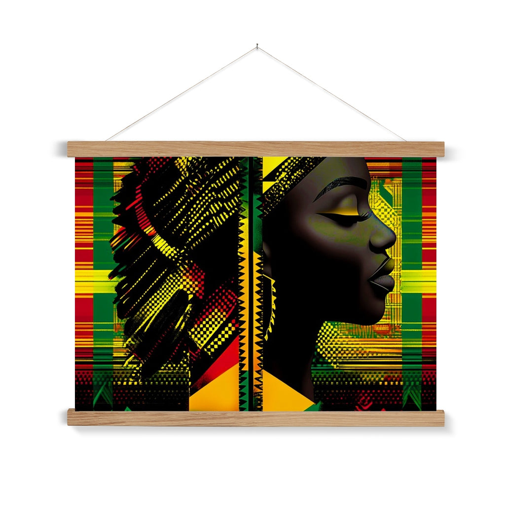 Abstract Red and Green Black Queen Fusion Fine Art Print with Hanger